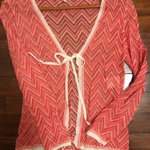 Escada red and white tie light cardigan